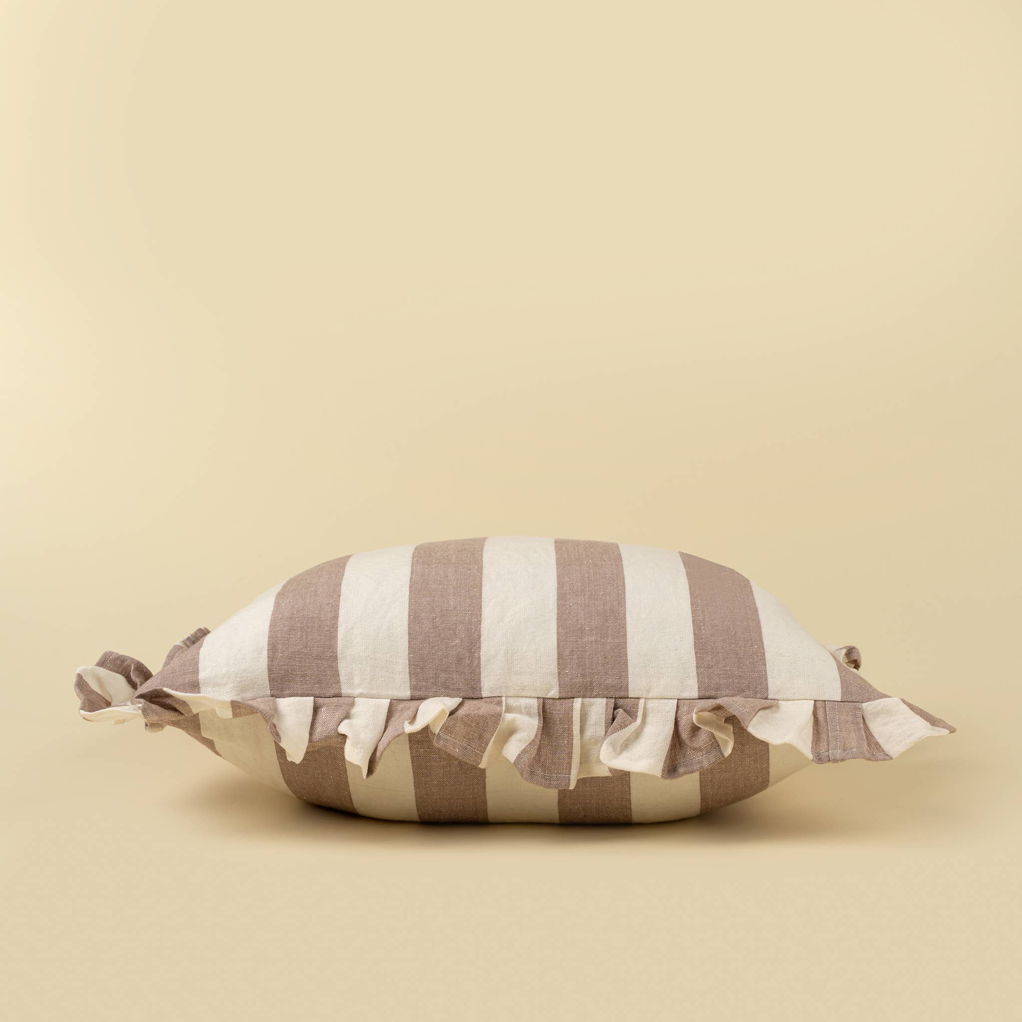 Fawn Ruffle Thick Stripe Pillow