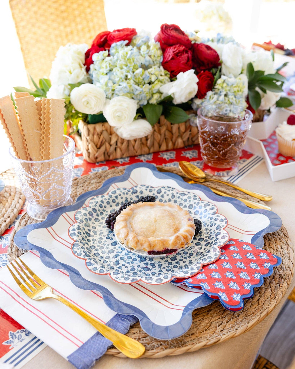 Red Stripes Paper Plate Set
