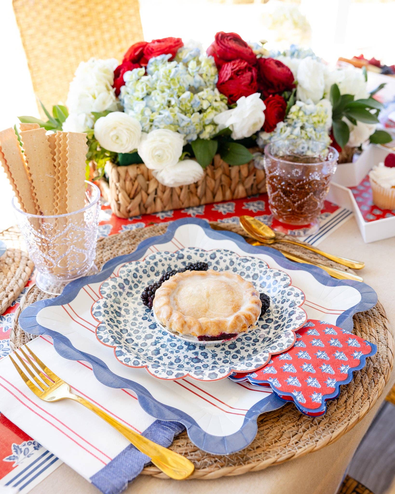 Red Stripes Paper Plate Set