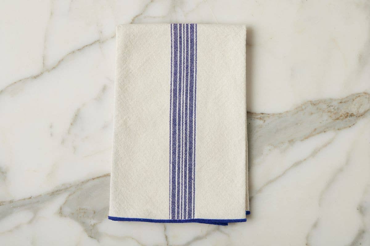 Vintage Navy Blue Stripe Dinner Napkin
