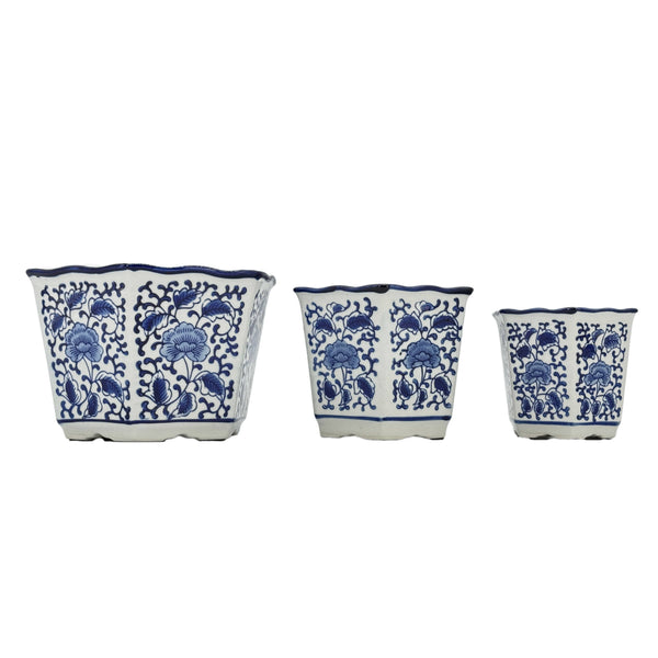 Hexagon Floral Ruffled Lip Planter, Asst. Sizes
