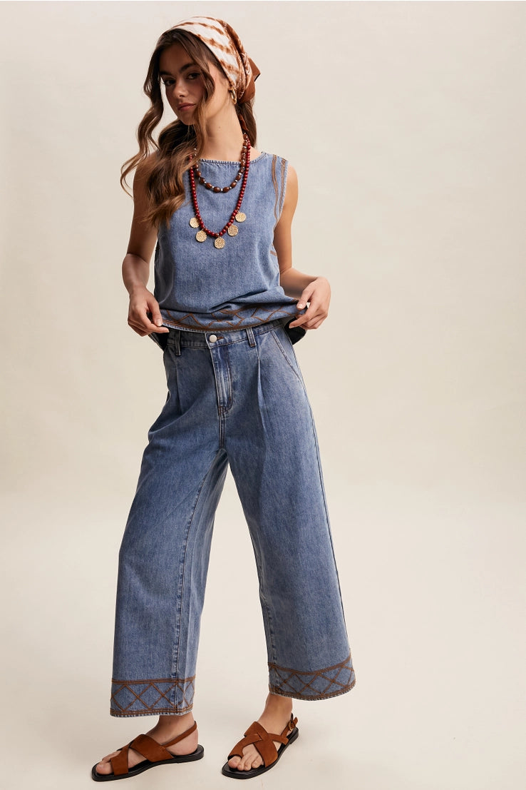 Denim Tank & Pants Set in Drift Blue