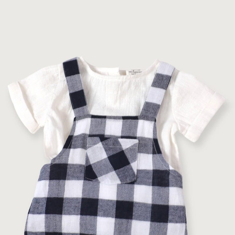 Raphael Checker Gingham Romper + Shirt Set (Organic Cotton)