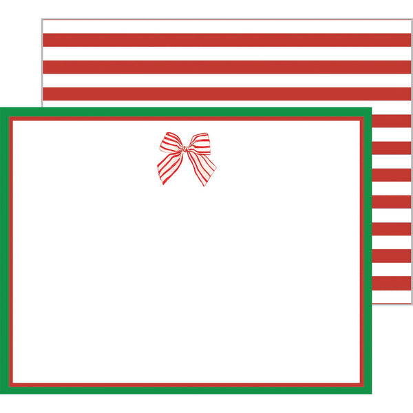Red Striped Bow Flat Notecard Set