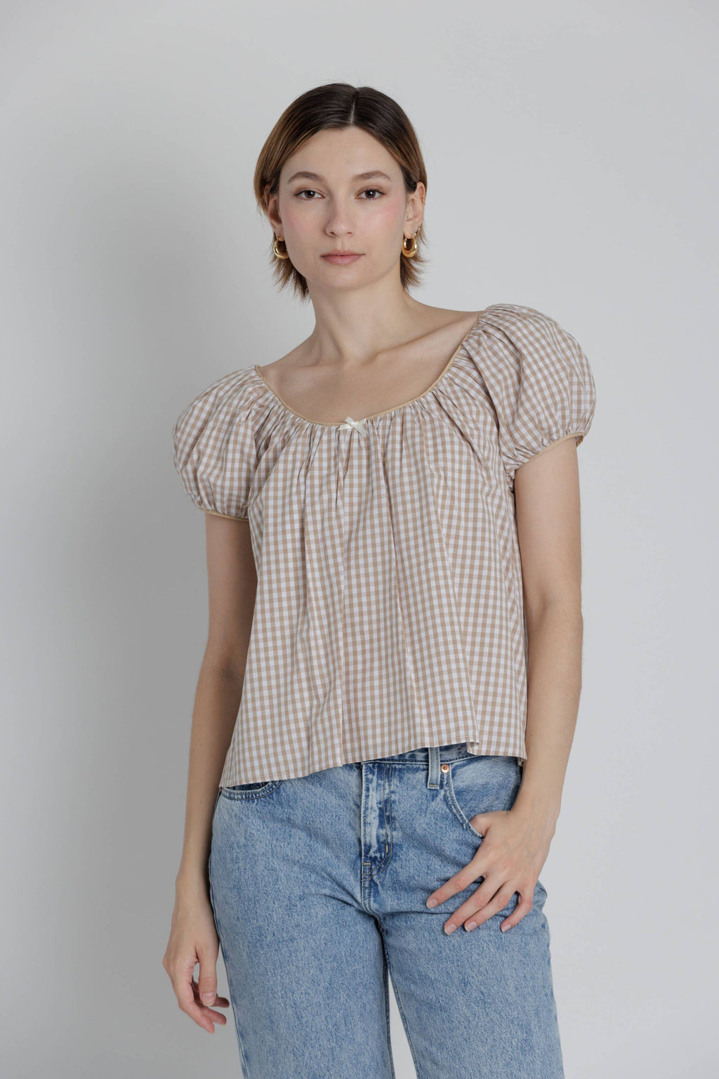 Gingham Babydoll Top