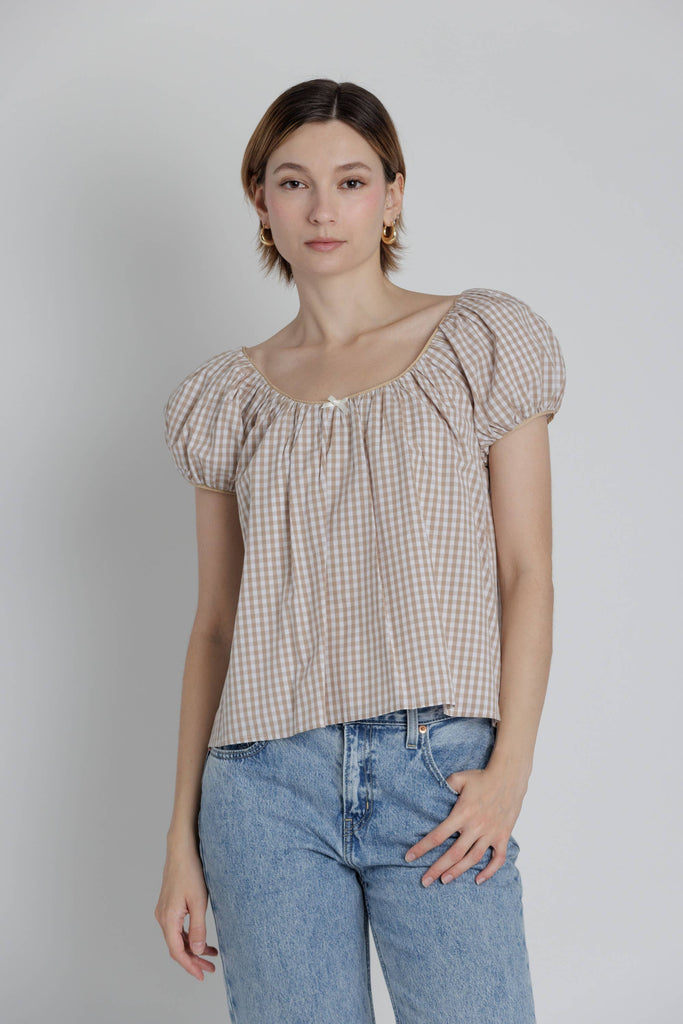 Gingham Babydoll Top