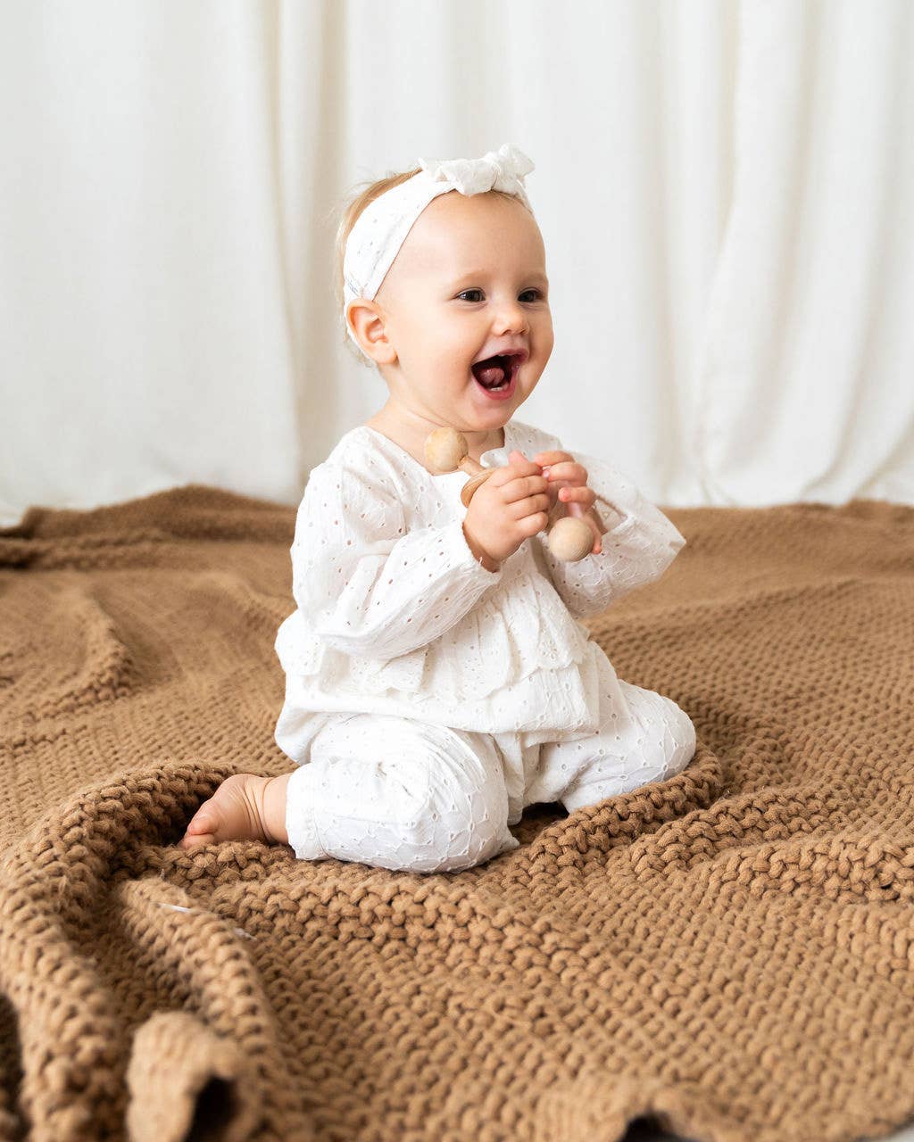 Astrid Schiffli Baby Jumpsuit & Headband Set