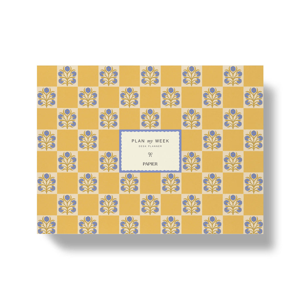 Floral Checkerboard Weekly Desk Planner (Undated)