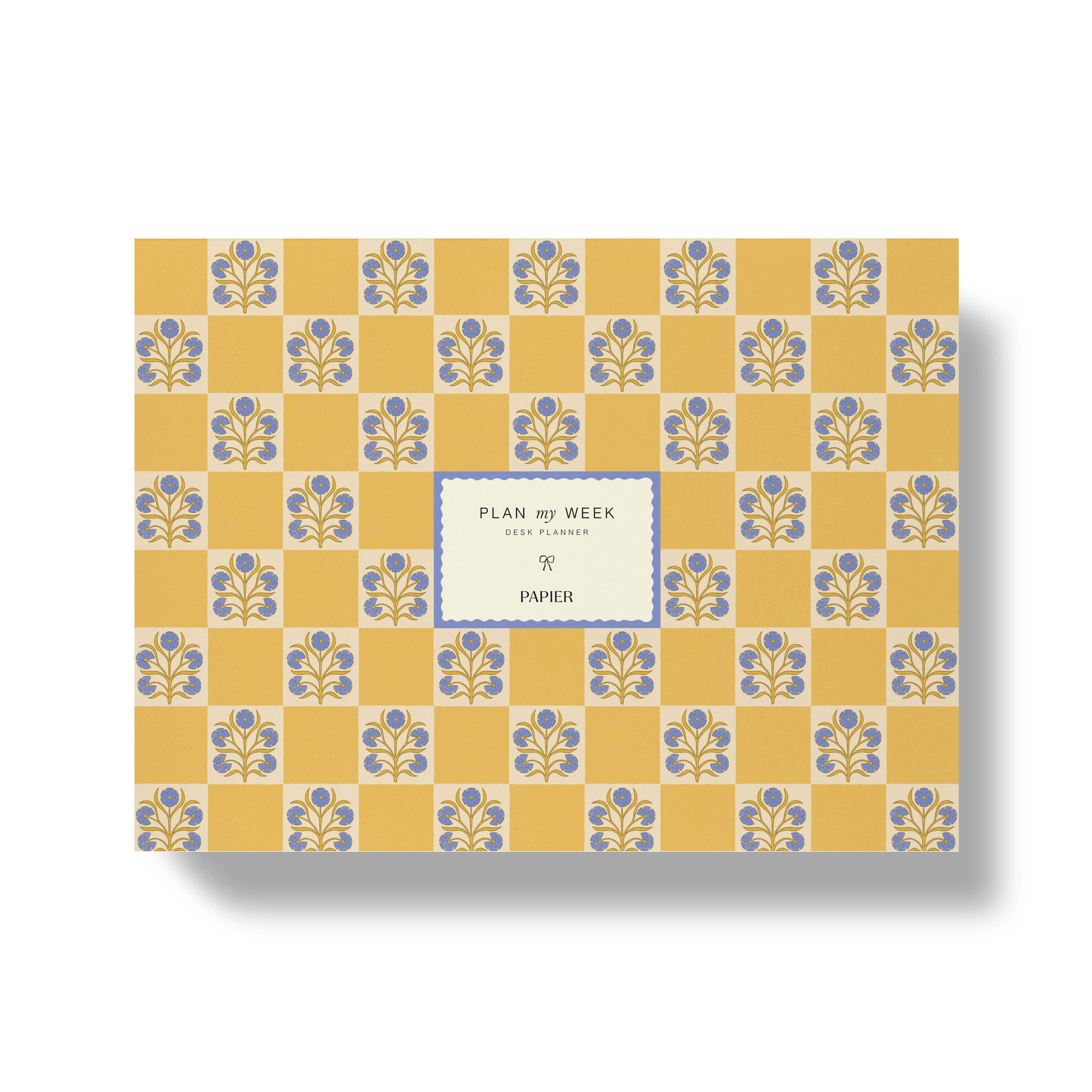 Floral Checkerboard Weekly Desk Planner (Undated)