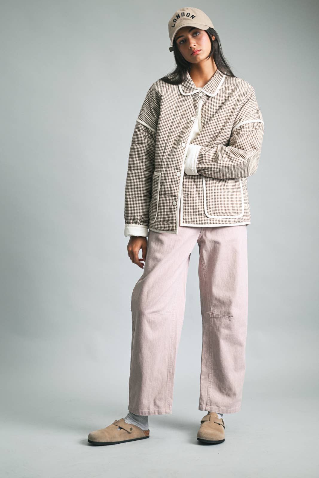 Gingham Piping Detail Jacket