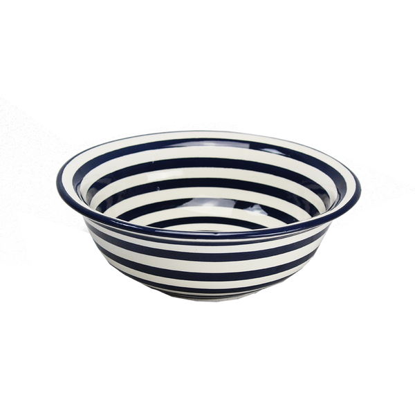 10" Hand Painted Black Stripe Bowl