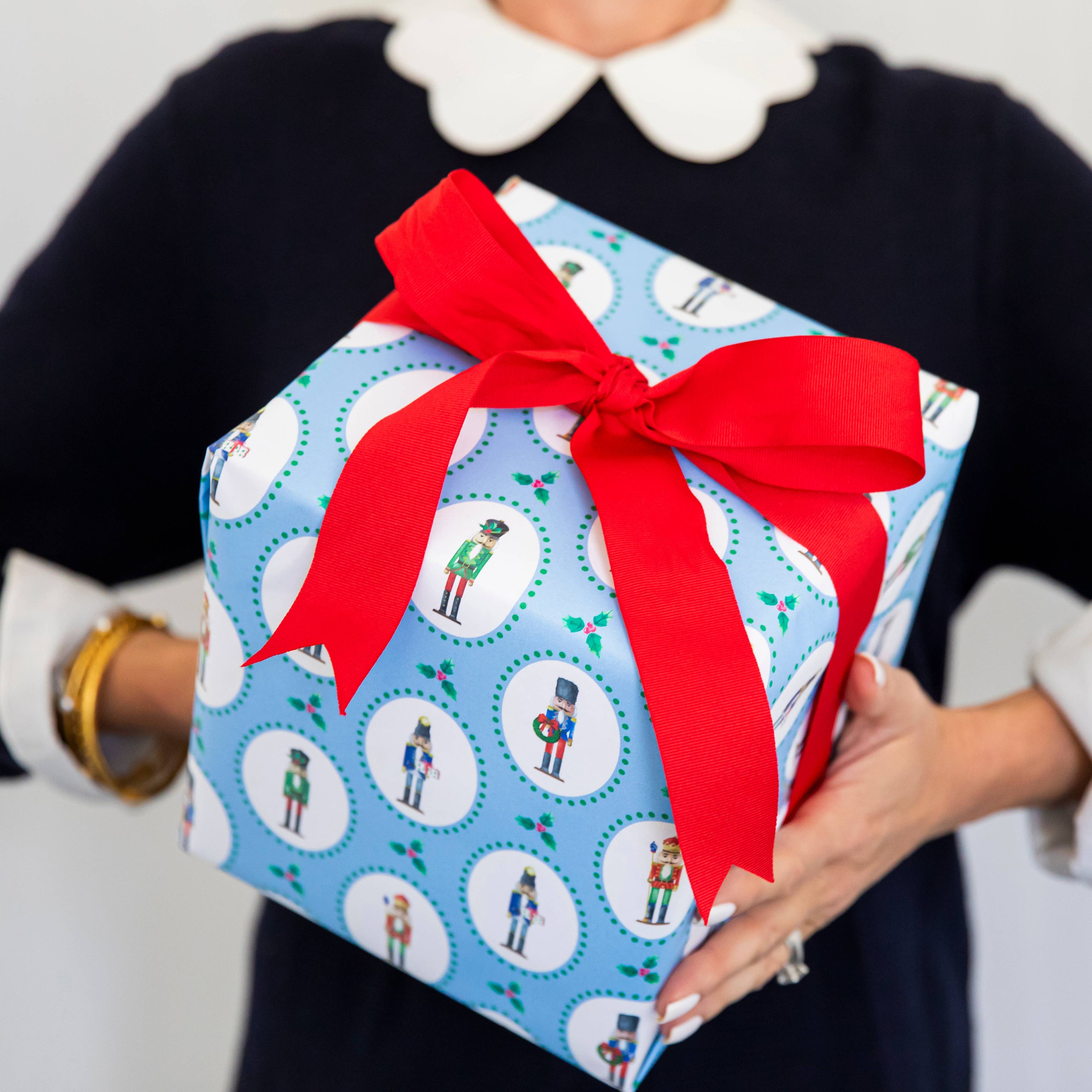 Nutcracker Plaque Continuous Roll Gift Wrap