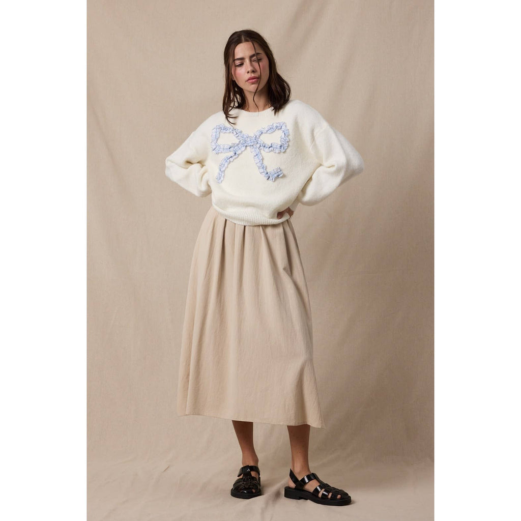 Plaid Bow Brushed Sweater