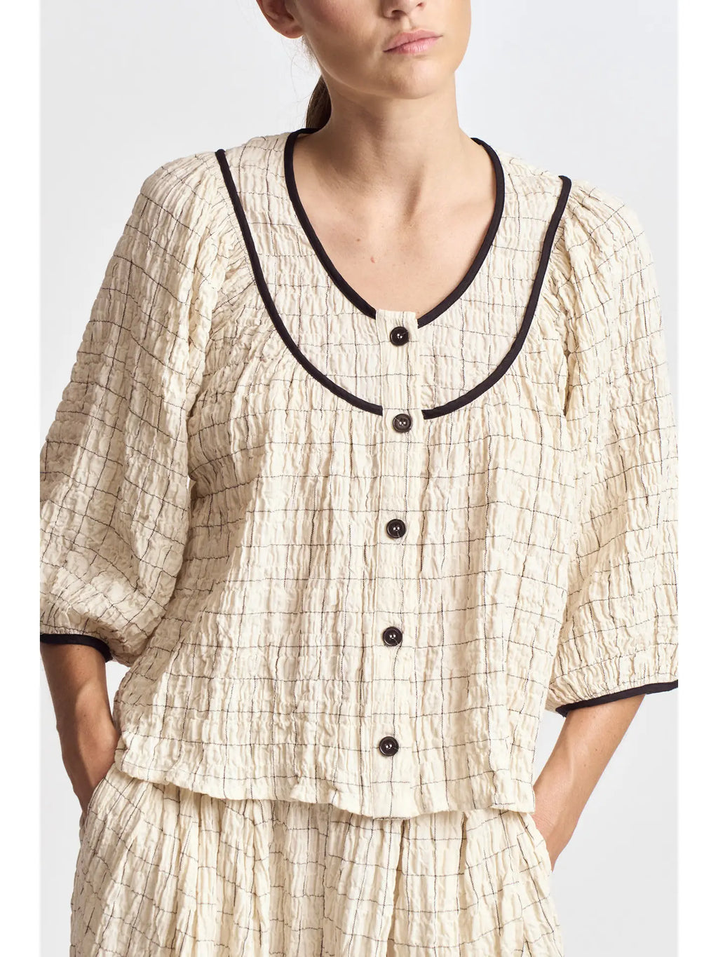 Twill Tape Puff Sleeve Top