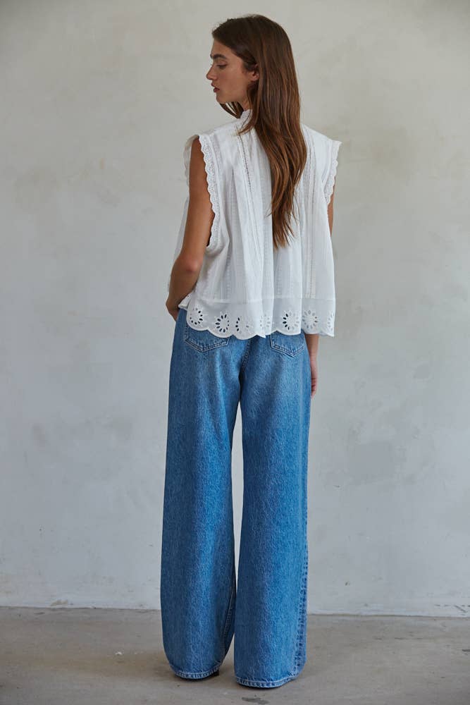 Eyelet Buttondown Top