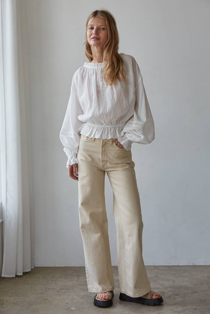 Embroidered Long Sleeve Blouse