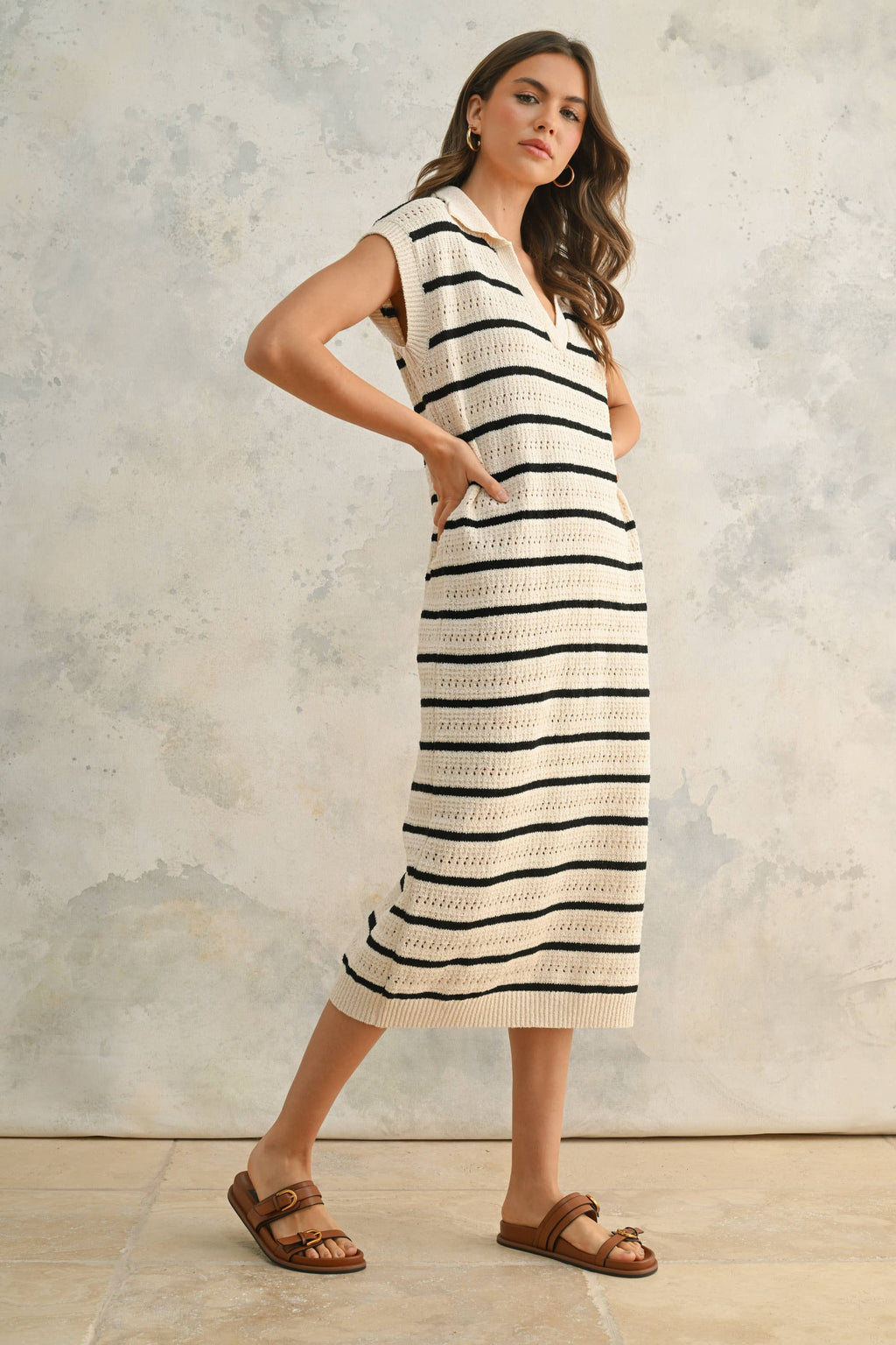 Crochet Knitted Collared Dress