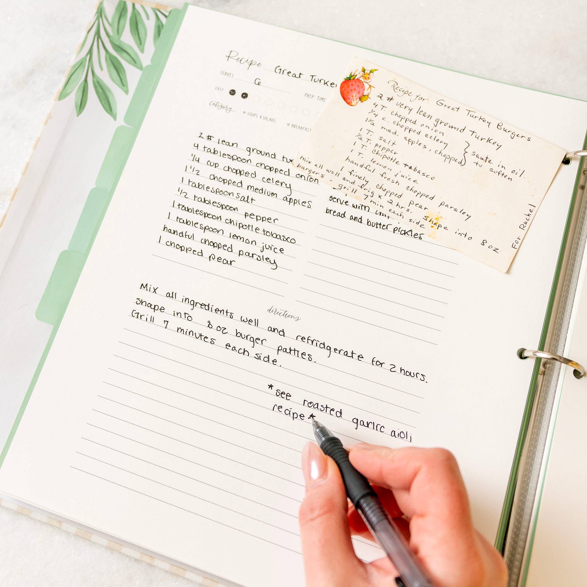 Beige Gingham Large Recipe Binder