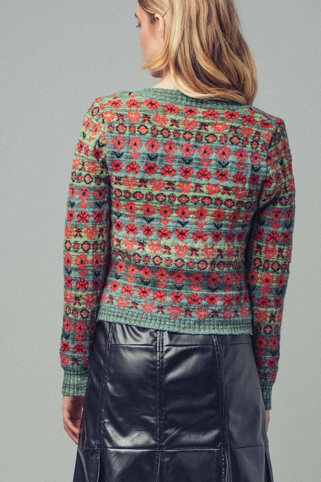 Vintage Floral Jacquard Knit Cardigan