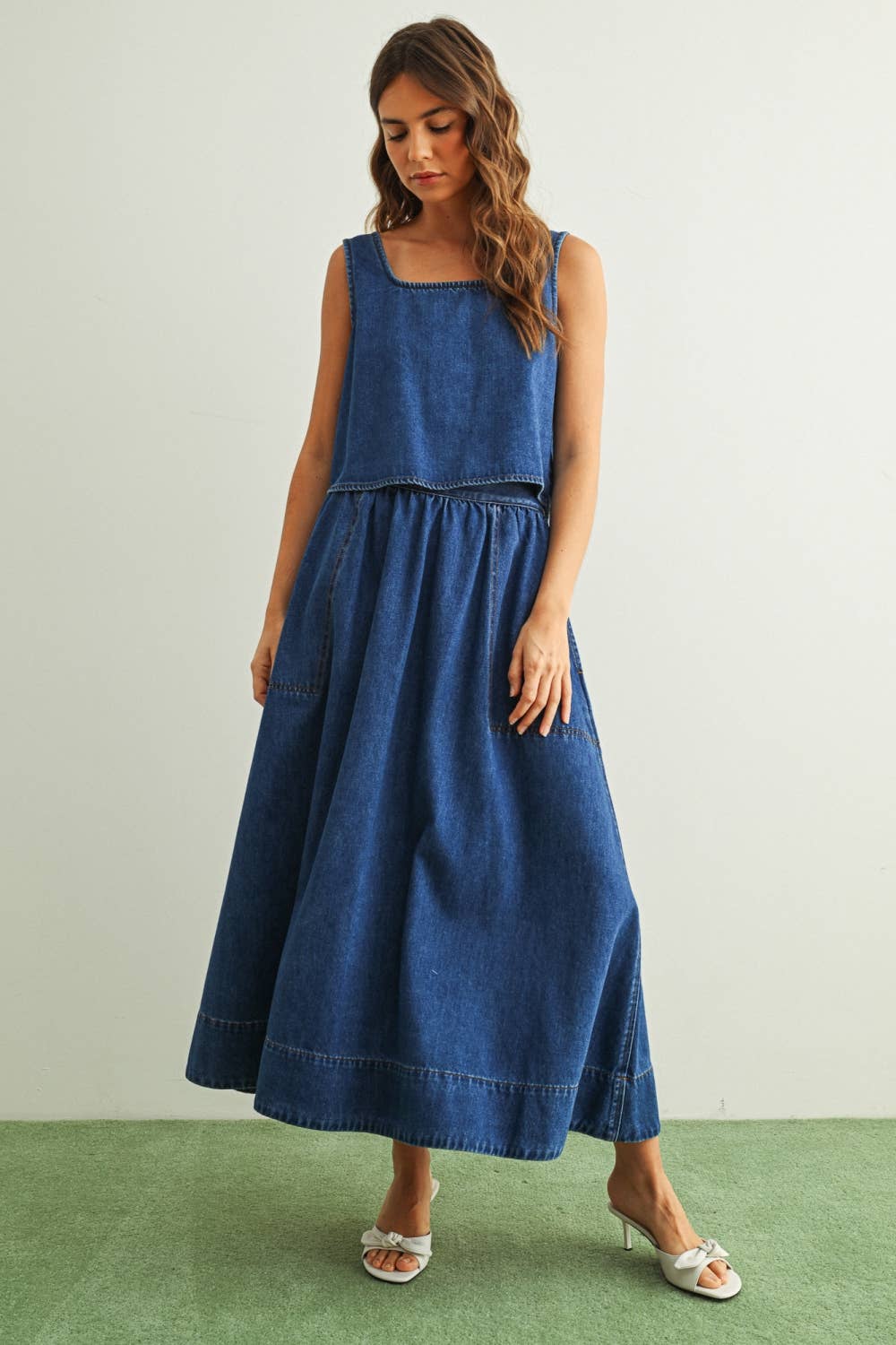 Soft Denim A Line Skirt