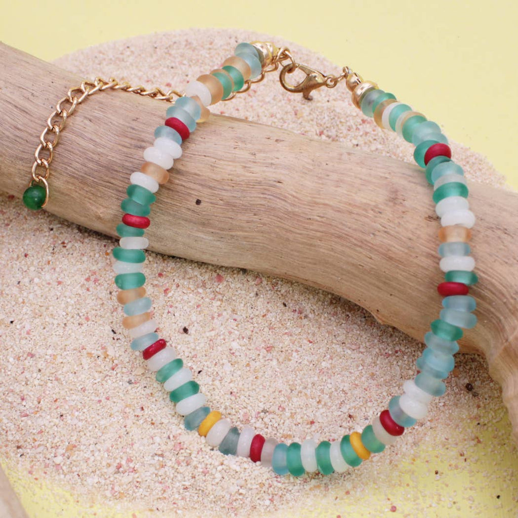 Coastal Sea Glass Bead Anklet