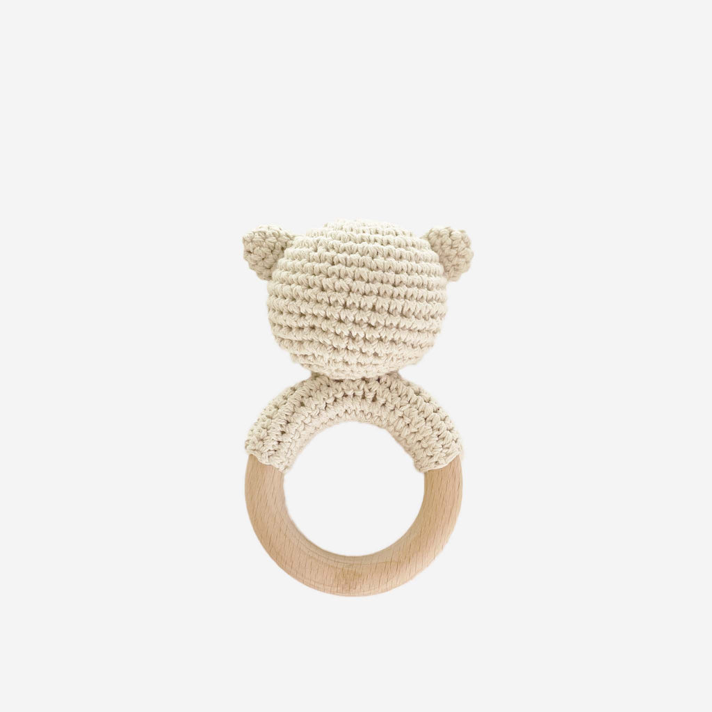 Cream Bear Teether Rattle