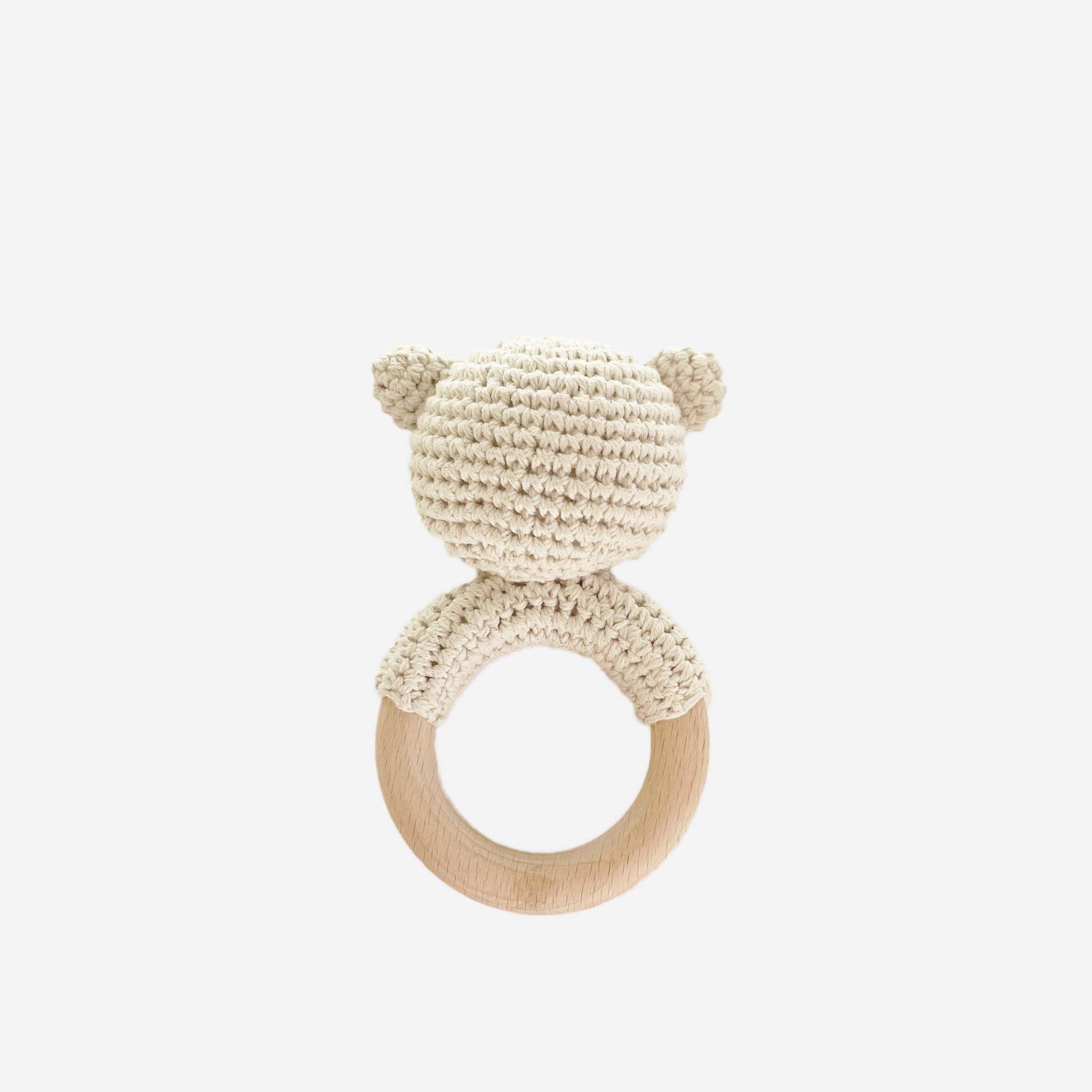 Cream Bear Teether Rattle