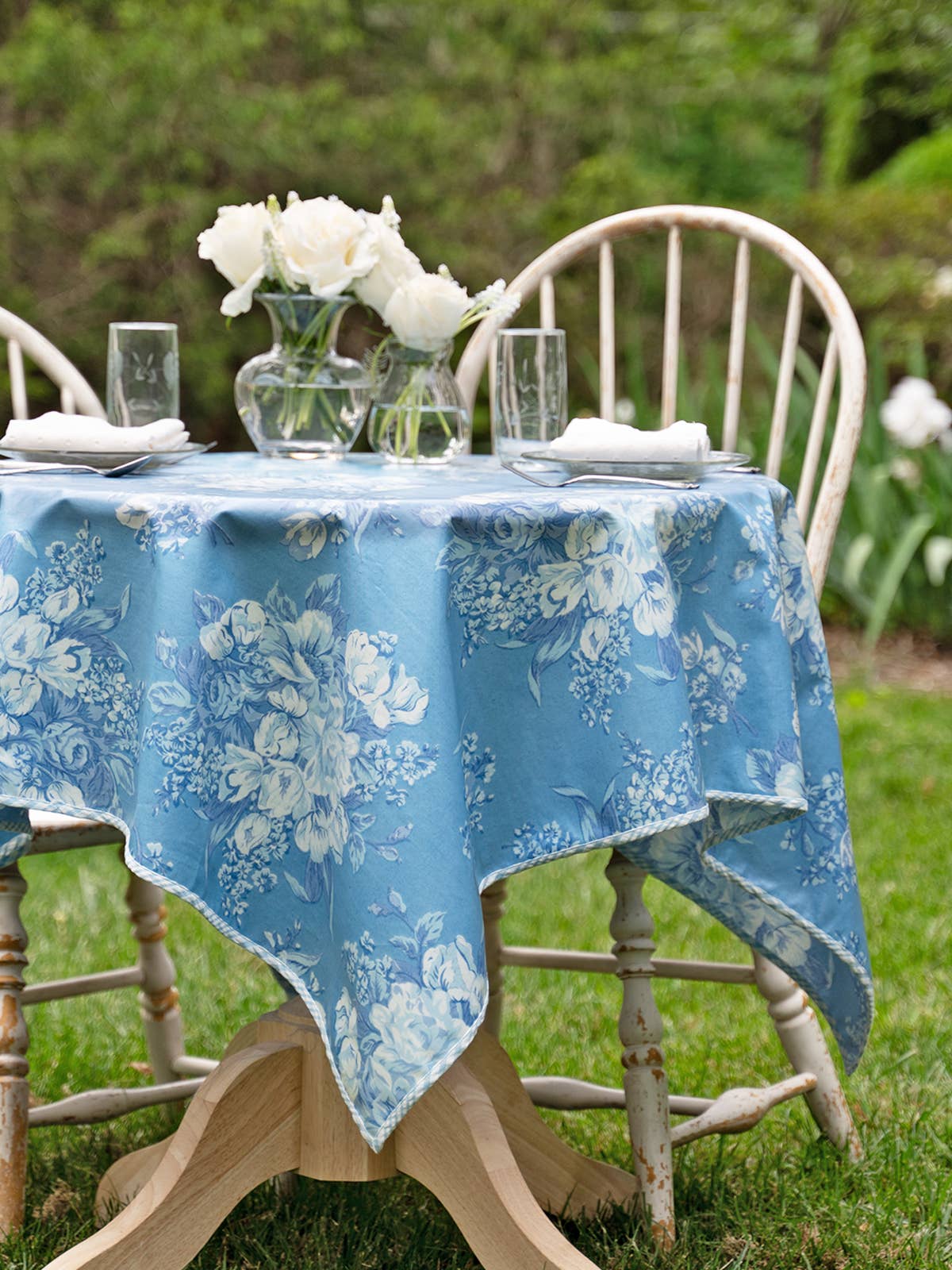 Washed Blue Blanche Oilcloth