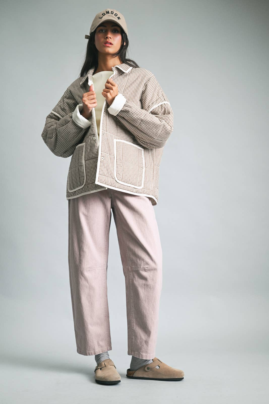 Gingham Piping Detail Jacket