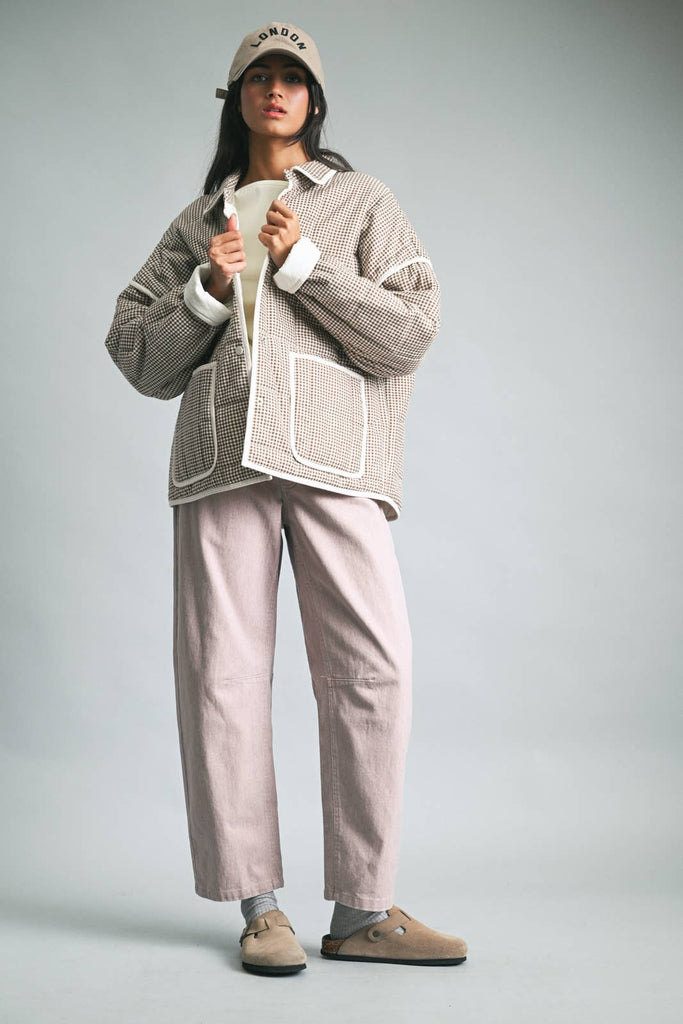 Gingham Piping Detail Jacket