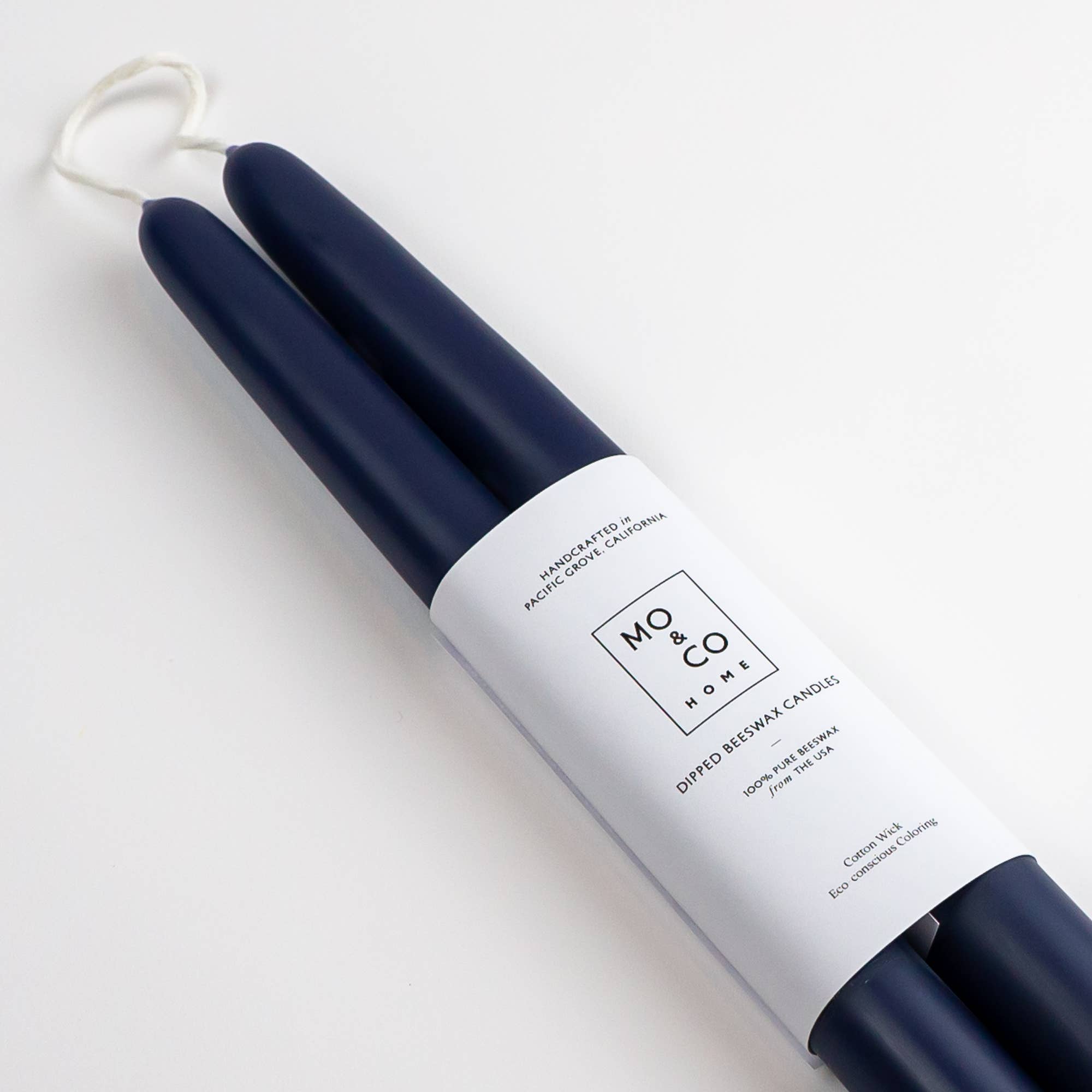 Midnight Blue Dipped Beeswax Taper Candles