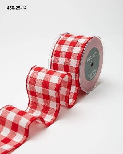 Red and White Woven Jumbo Check Ribbon