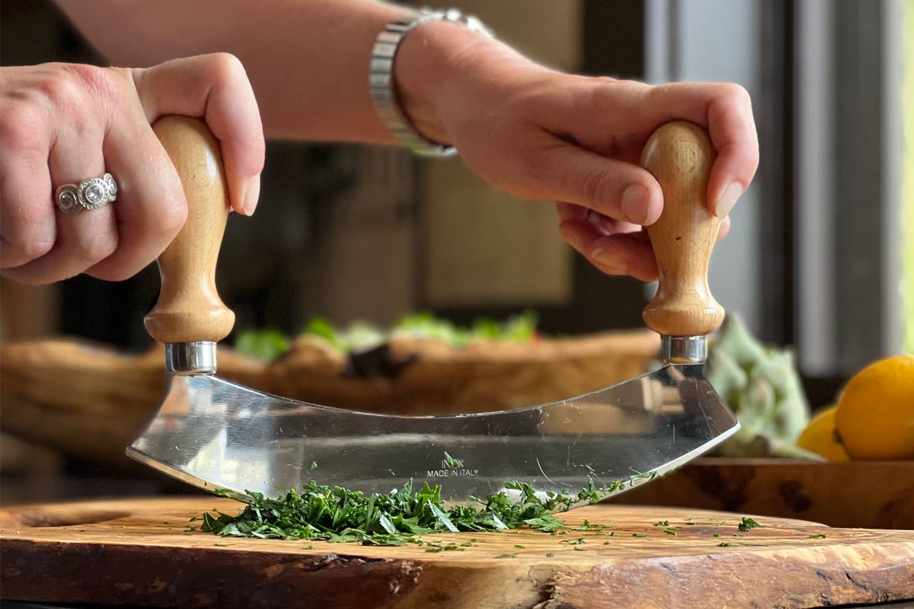 Traditional Italian Mezzaluna Chopper - Large