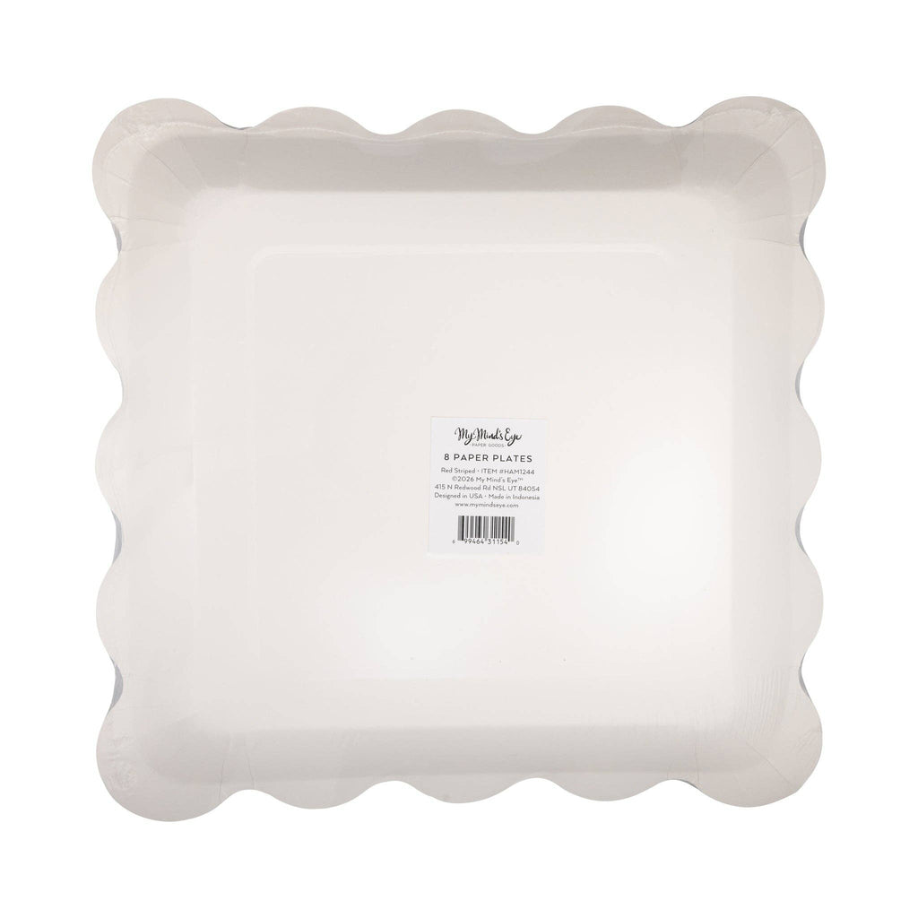 Red Stripes Paper Plate Set