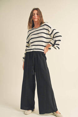 Cotton Linen Smocked Waist Pants