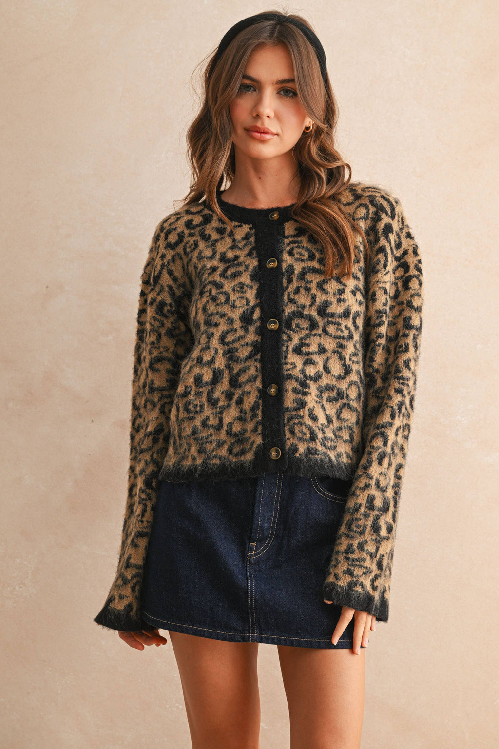 Leopard Print Sweater Cardigan