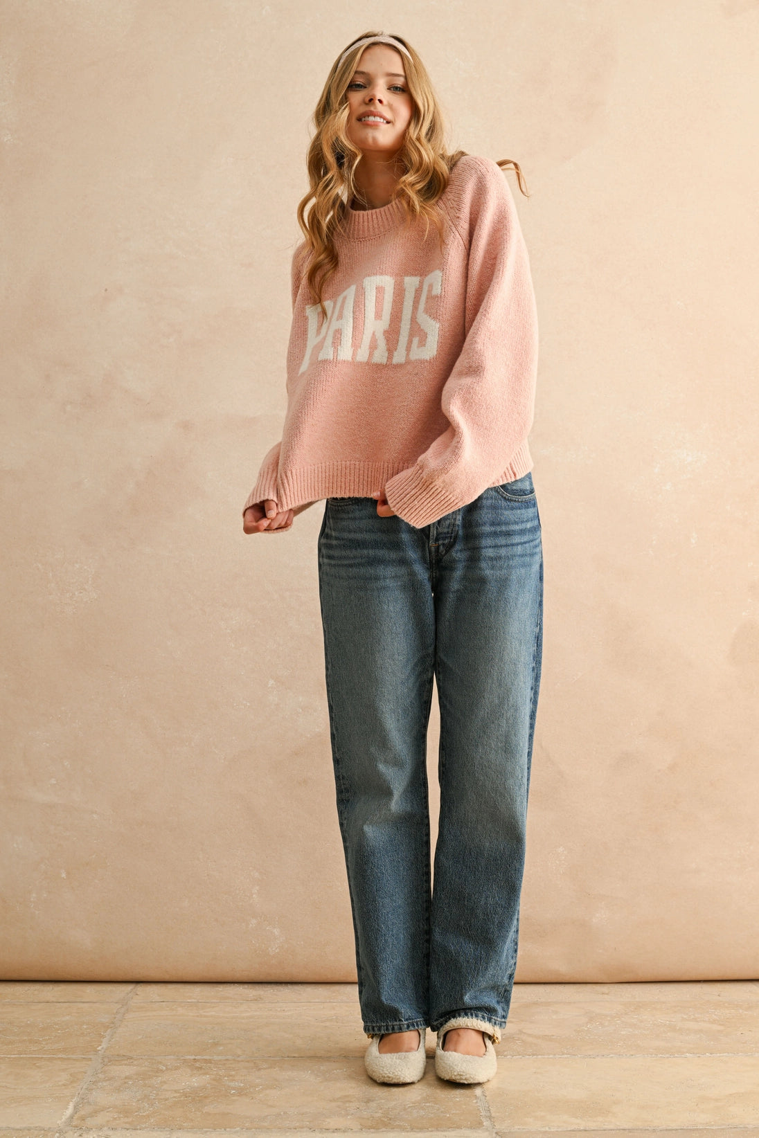 Letter Front Sweater Top