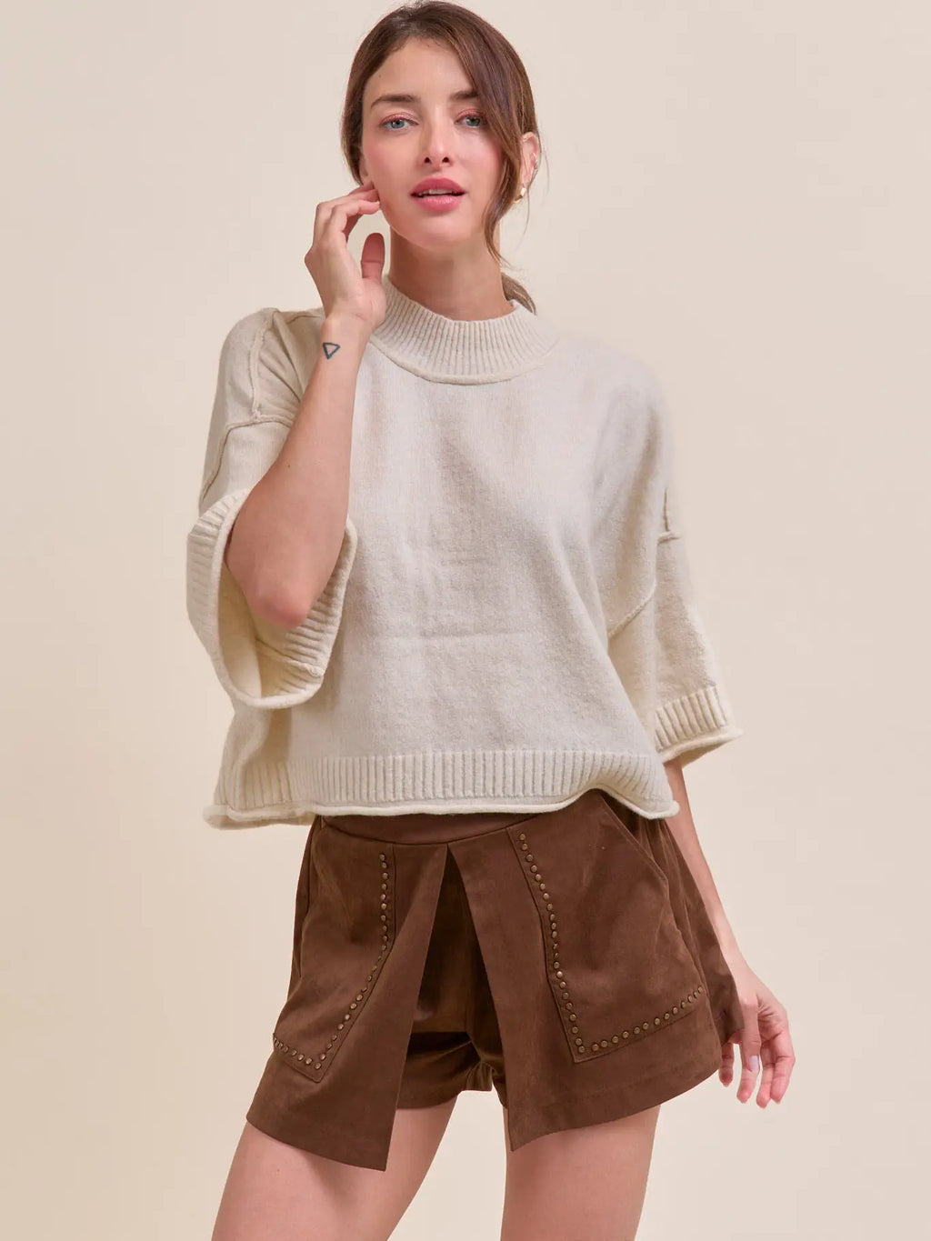 Mock Neck Sweater in Ivory