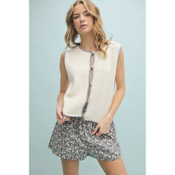 Stitch Detail Button Up Sweater Vest