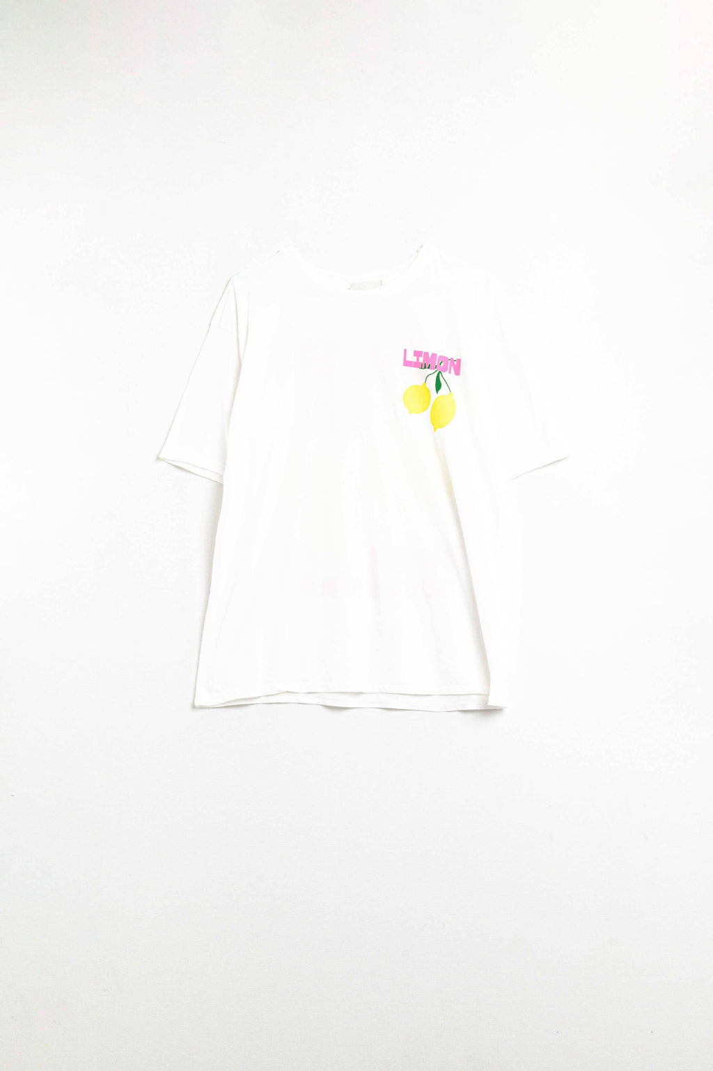 Lemon Print Relaxed White T-Shirt