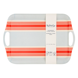 Hamptons Striped Chambray and Red Reusable Bamboo Tray
