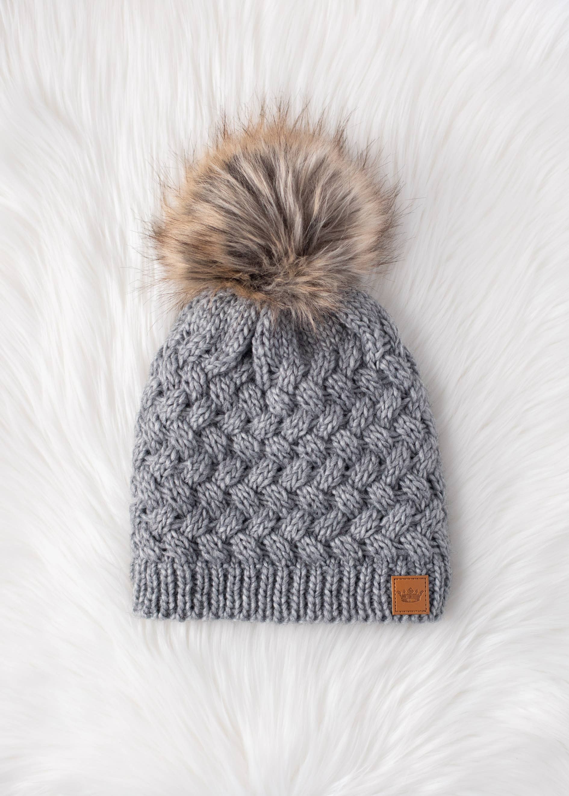 Gray Knit Pom Hat