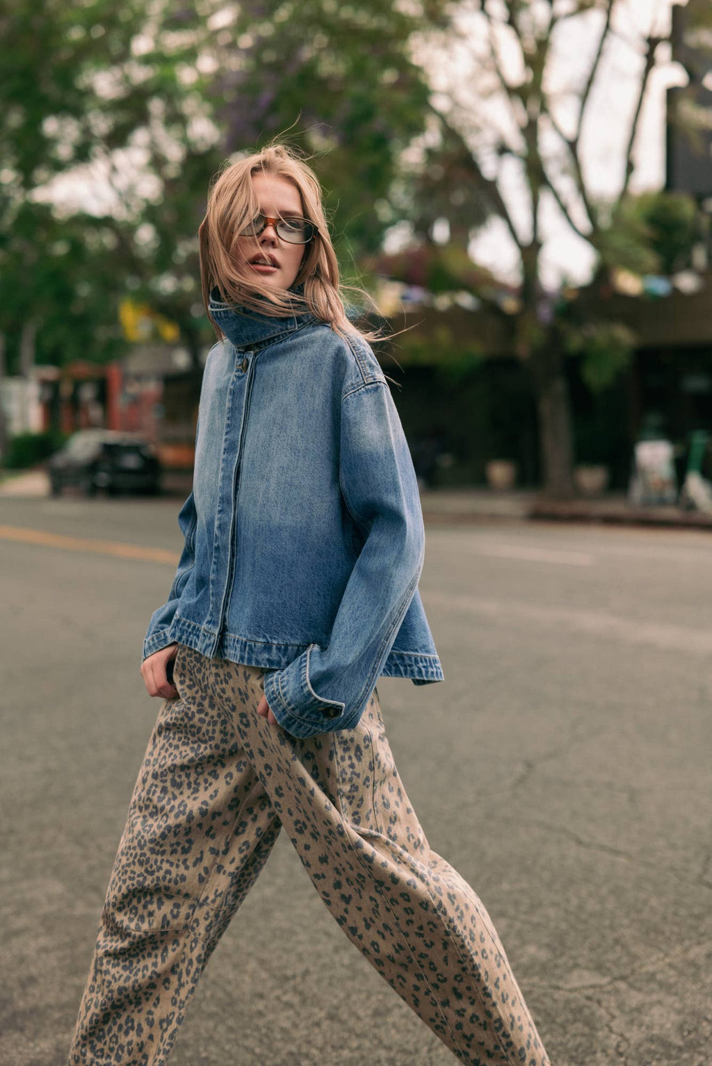 High Collar Denim Jacket