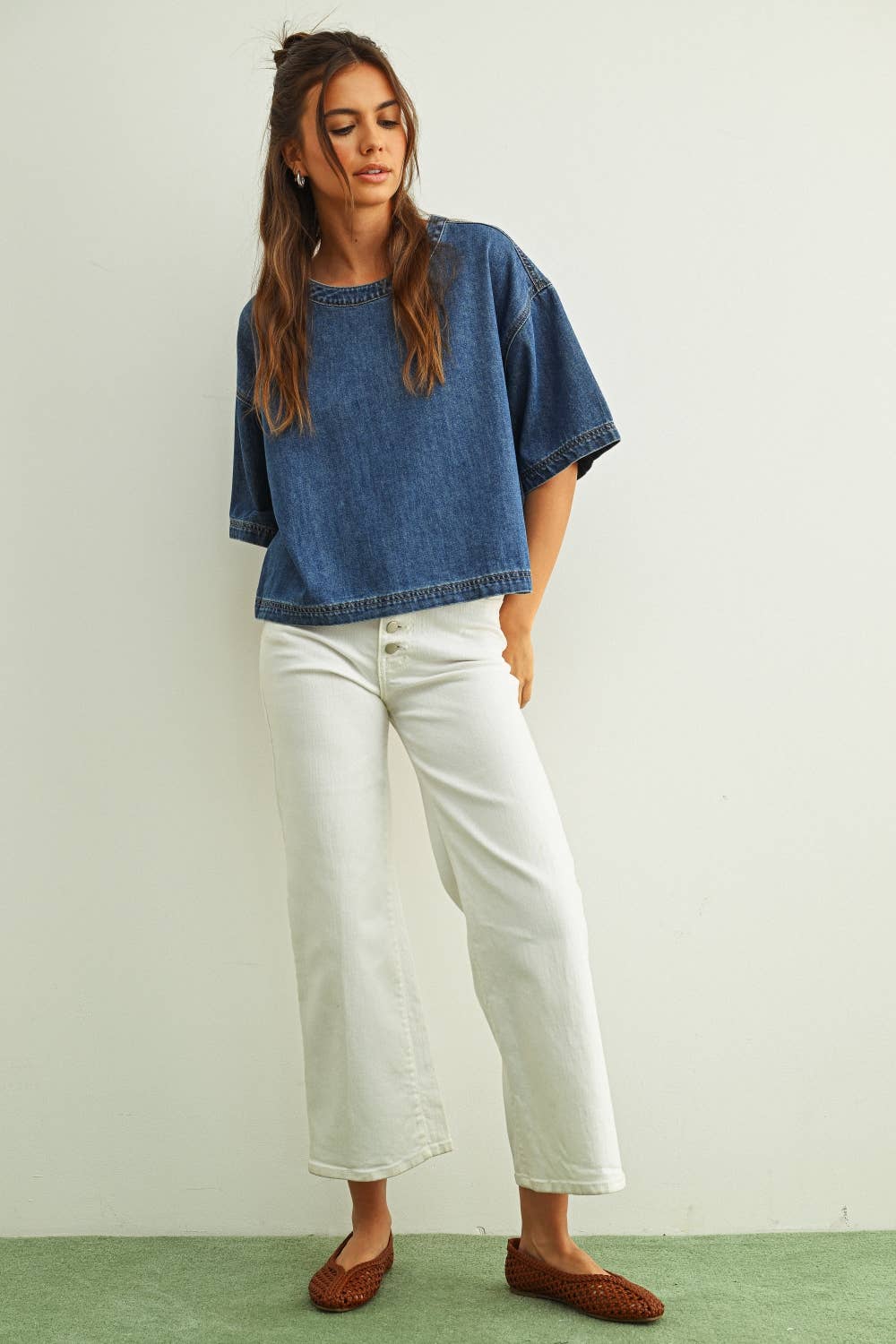 Round Neck Denim Top