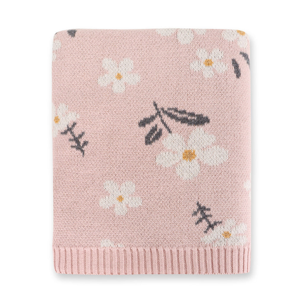 Daisy Floral Knit Baby Blanket