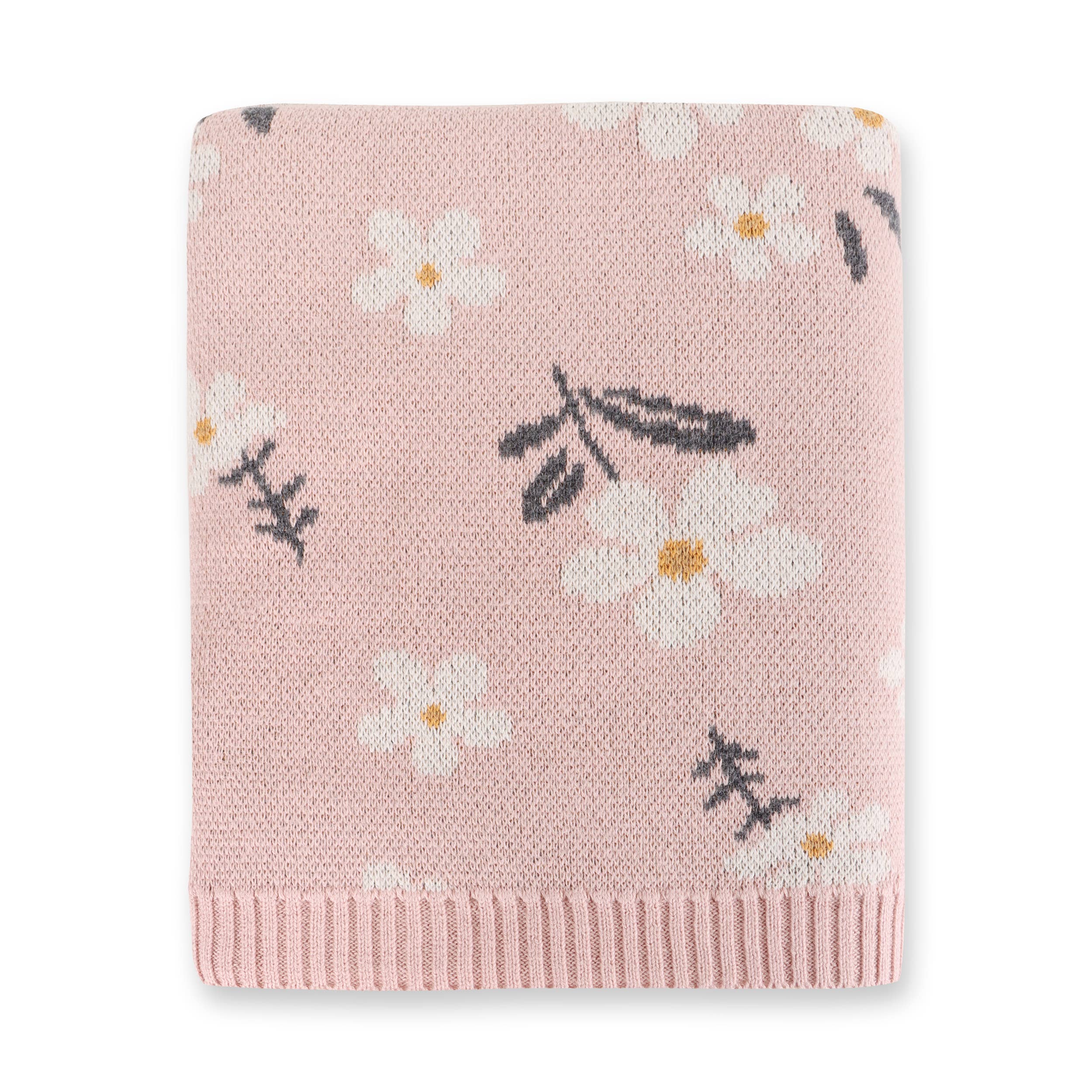 Daisy Floral Knit Baby Blanket