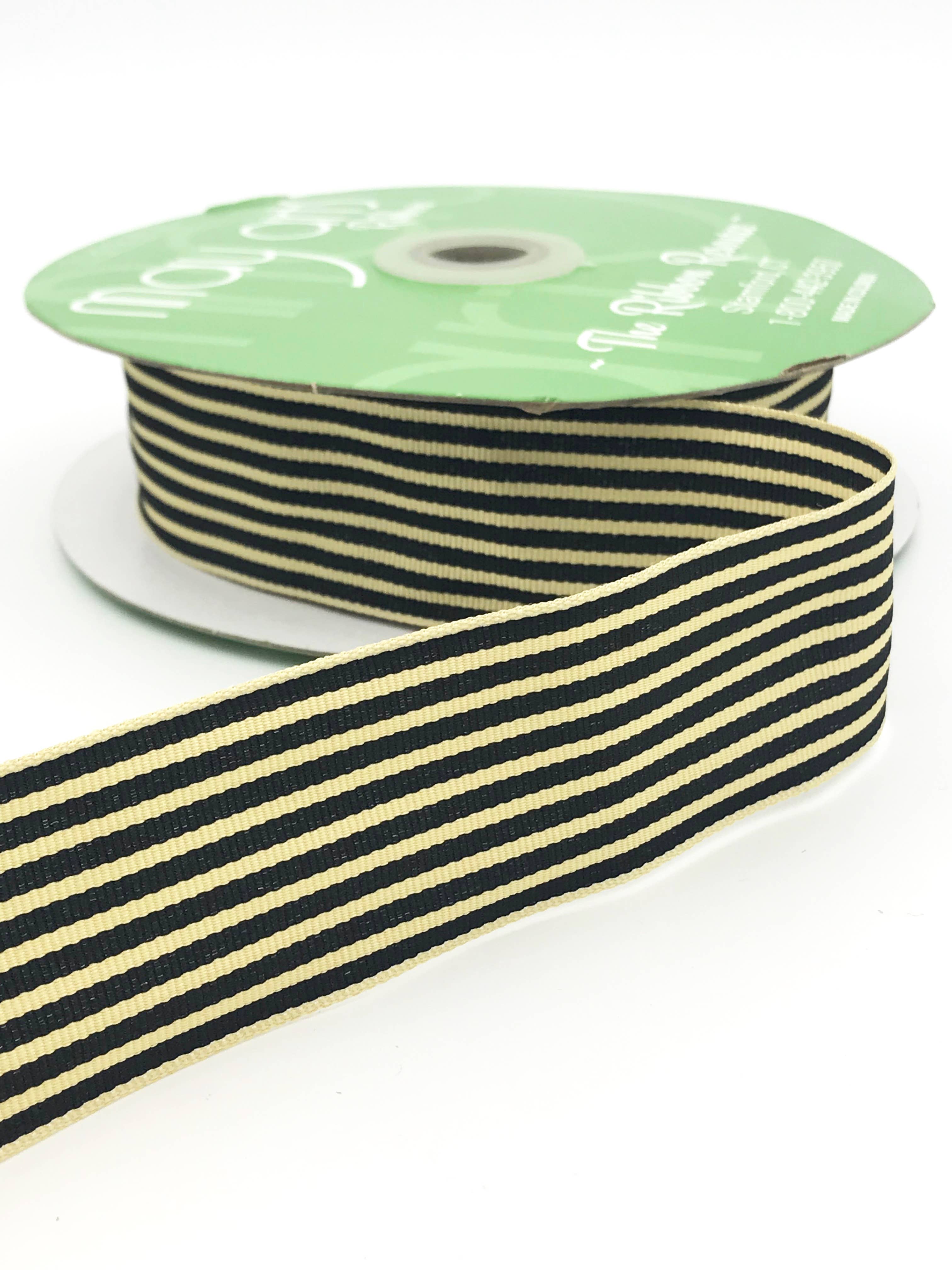 Classic Black & Oatmeal Striped Grosgrain Ribbon