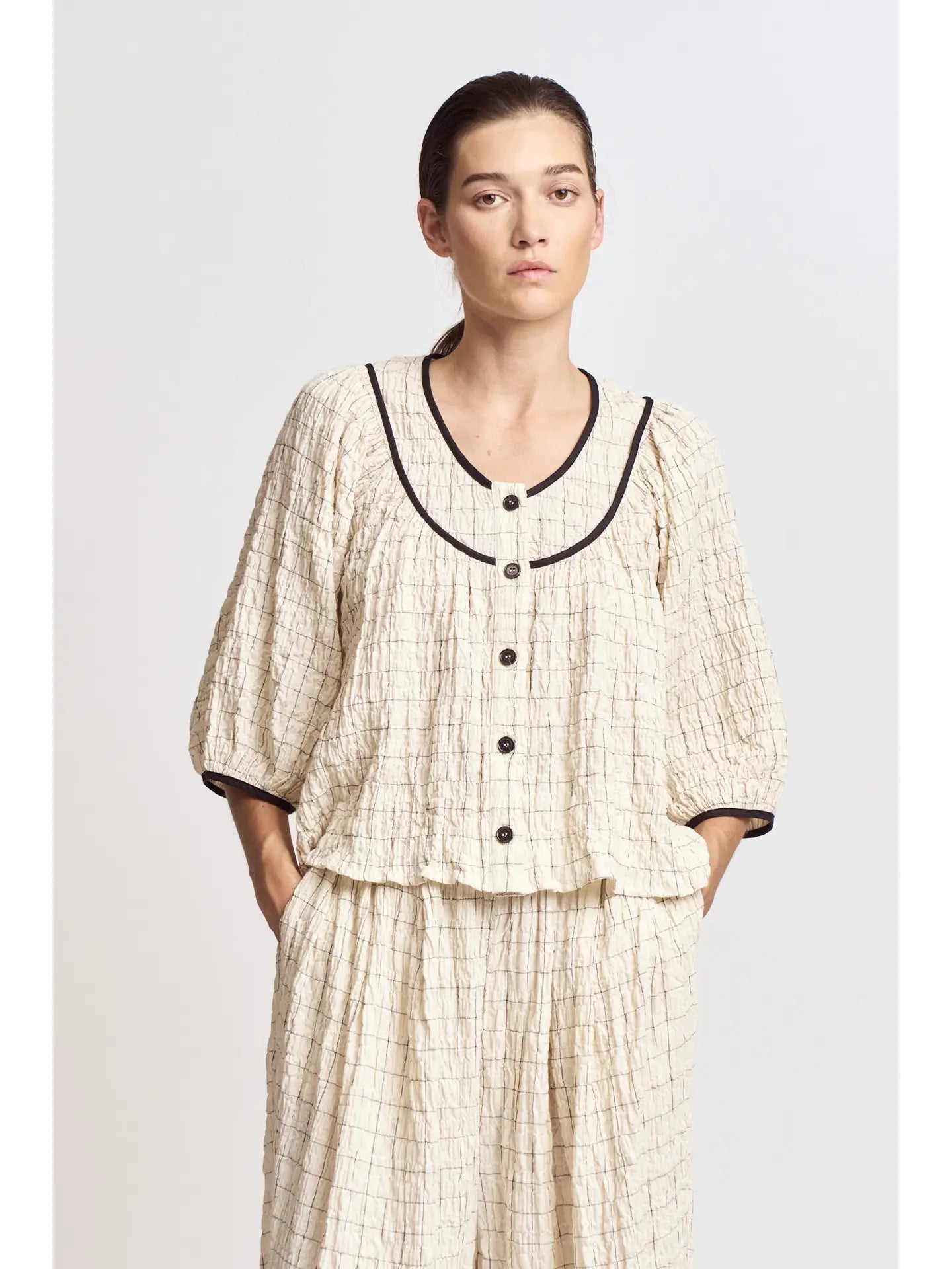 Twill Tape Puff Sleeve Top