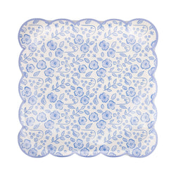 Blue Floral Paper Plate