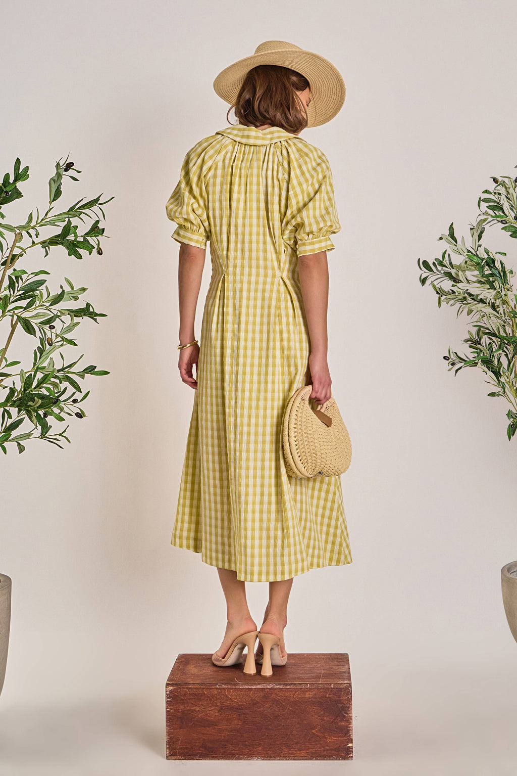 Gingham Puff Sleeve Dress